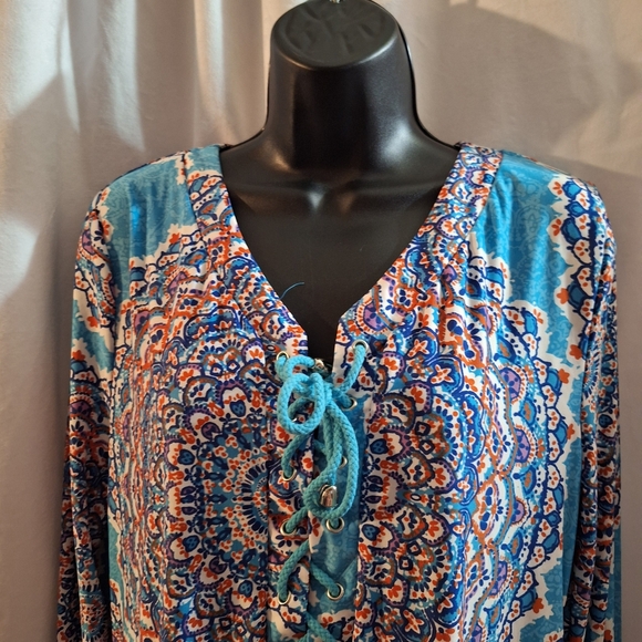 Bohemian Blue Printed Swim Coverup - Picture 1 of 5